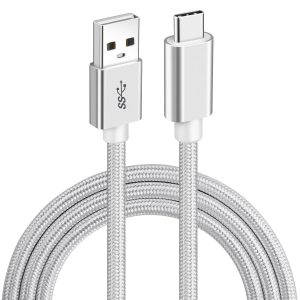 NÖRDIC 1m USB C til USB A Kabel USB3.1 Gen1 Hurtig opladning 3A 60W 5Gbps Nylon Flettet Hvid Online nu
