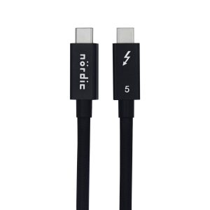 NÖRDIC 1m Thunderbolt 5 kabel 80Gbps dataoverførsel 240W opladning 120Gbps båndbredde 16K60Hz 8K60Hz 4K540Hz Online salg