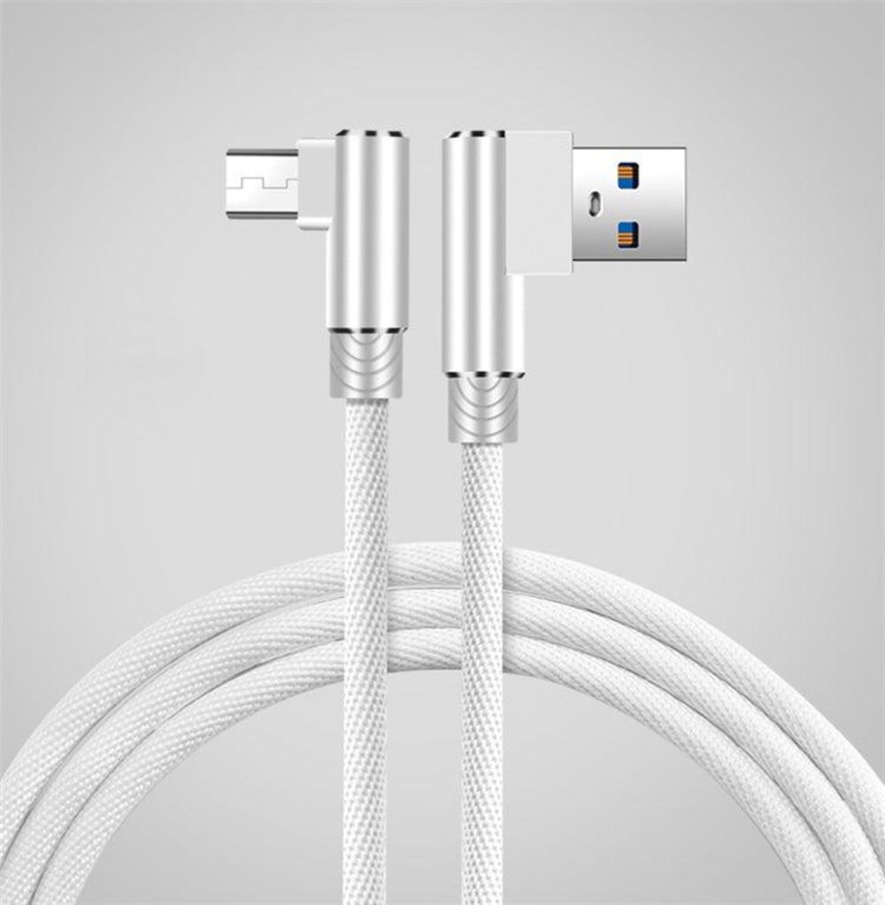 NÖRDIC albue USB C til vinklet USB A-kabel til opladning og synkronisering hvid 3m