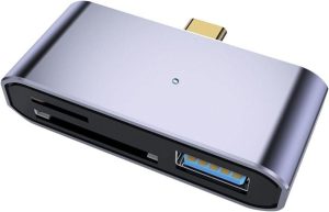 NÖRDIC USB-C Kortlæser 2 Slot SD og MicroSD UHS-I + USB-A 3.1