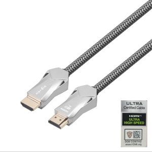 NORDIC CERTIFICEREDE KABLER 2m Ultra High Speed HDMI 2.1 8K 60Hz 4K 120Hz 48Gbps Dynamic HDR eARC VRR Nylon flettet kabel forgyldt