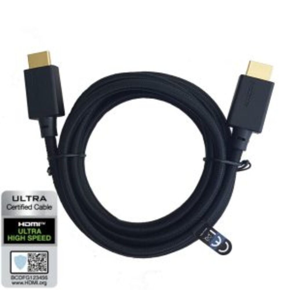 NÖRDIC CERTIFIED CABLES 2m HDMI2.1 Ultra High Speed 8K 60Hz 4K 120Hz 48Gbps Dynamic HDR eARC Game Mode VRR Dolby ATMOS nylon flettet kabel forgyldt Mode