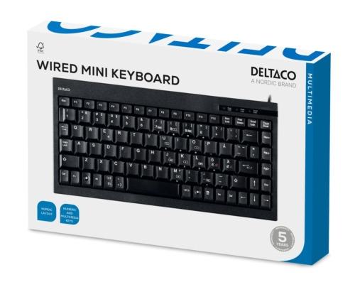 DELTACO USB minitastatur, 89 taster, nordisk layout
