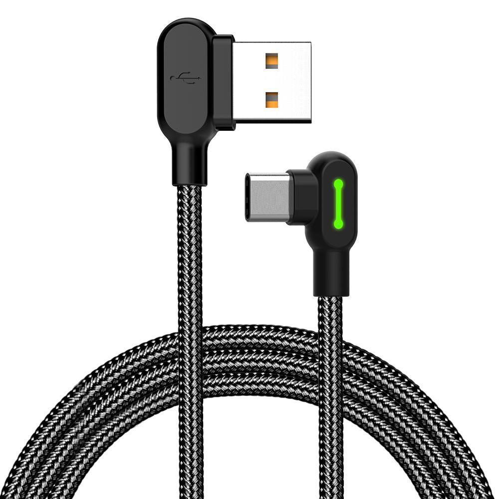 Mcdodo CA 5283 Vinklet USB C til vinklet USB A kabel til synkronisering og hurtig opladning LED sort 3m Online nu