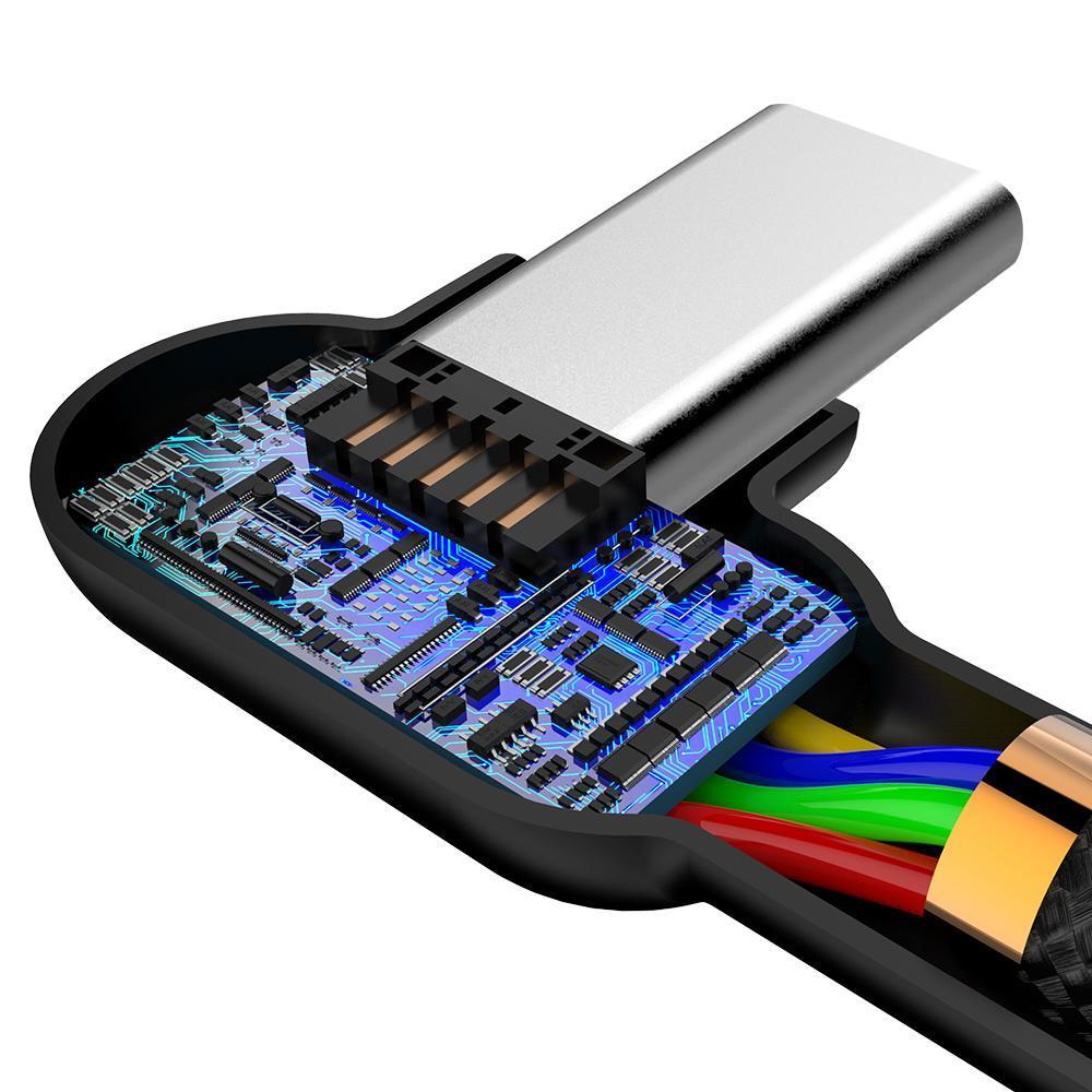 Mcdodo CA 5283 Vinklet USB C til vinklet USB A kabel til synkronisering og hurtig opladning LED sort 3m Online nu