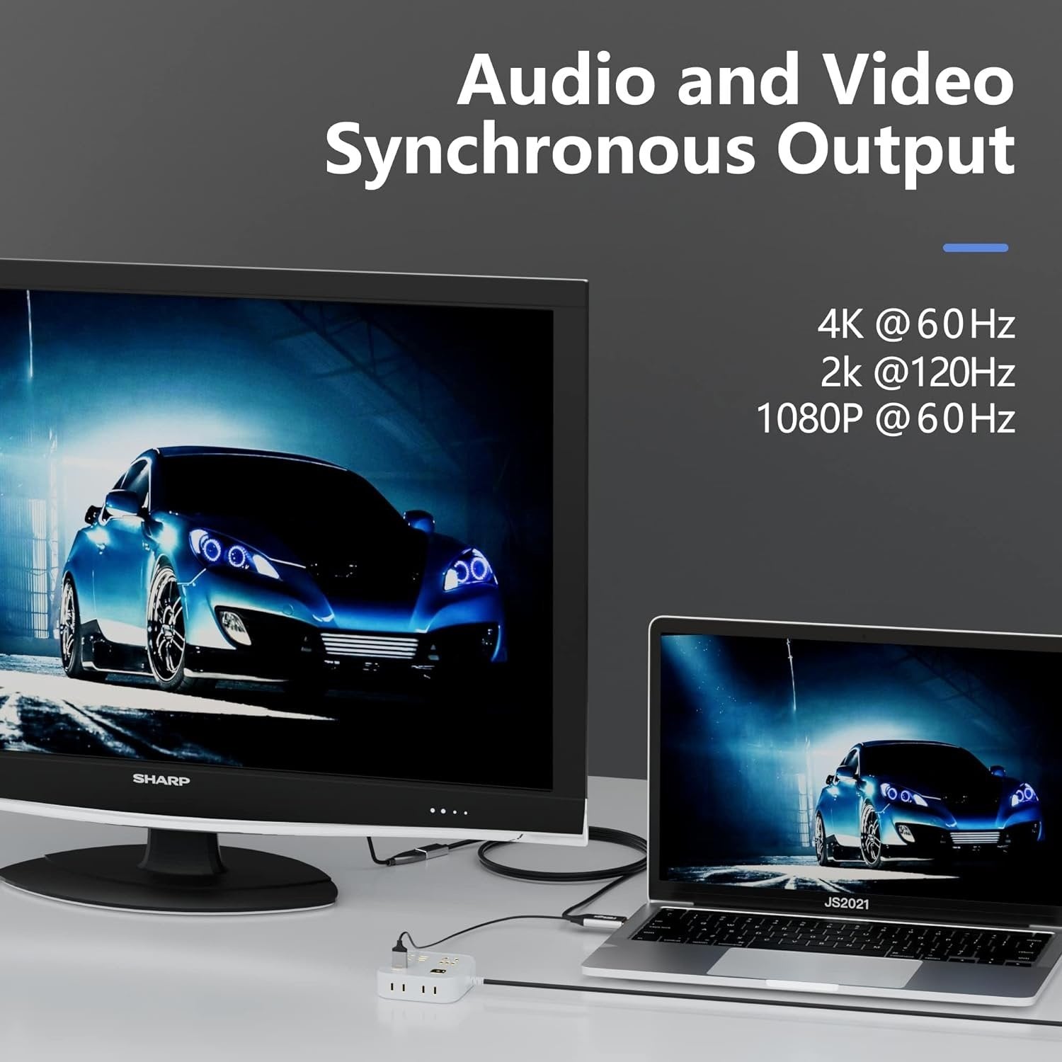 NÖRDIC HDMI til Displayport-kabel 1m 4K60Hz 18Gbps
