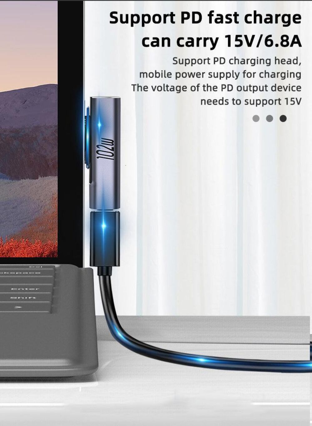 NÖRDIC USB-C Opladningsadapter til Microsoft Surface 15V 6.8A 102W Udsalg