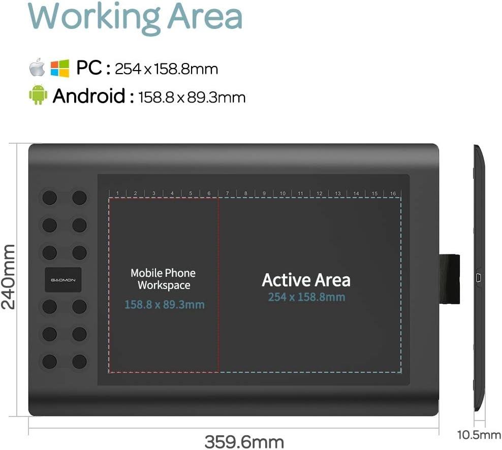 Professionel grafisk tegneblok med 12+16 programmeringsknapper. Kompatibel med Windows Mac Android og er batterifri