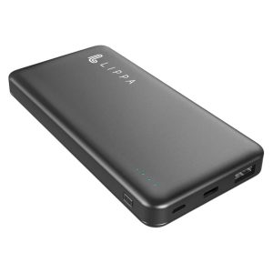 10.000 mAh powerbank 18W USB-C PD og QC USB-A output, Sort