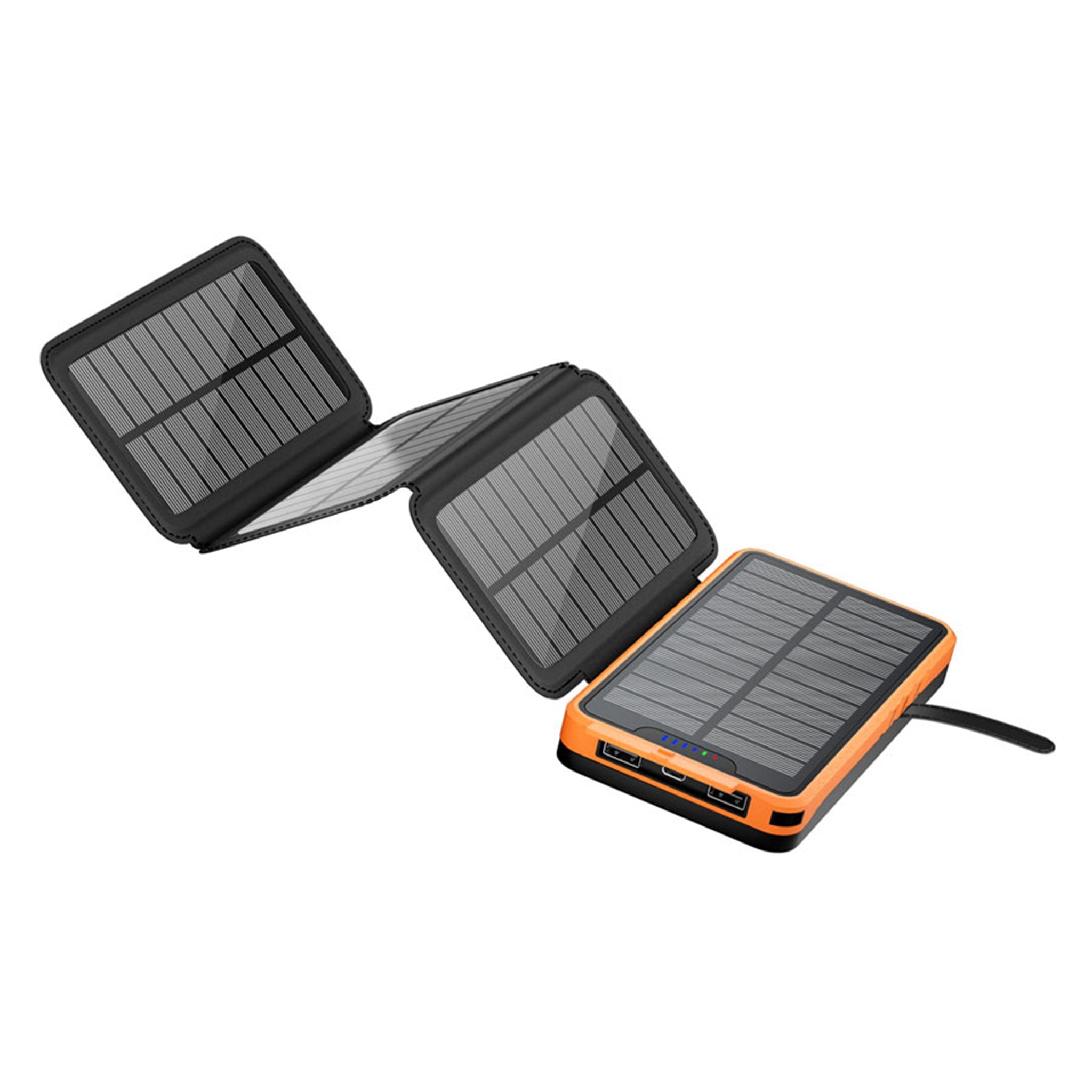 10.000 mAh Solcelle Powerbank, 2 x USB-A Output