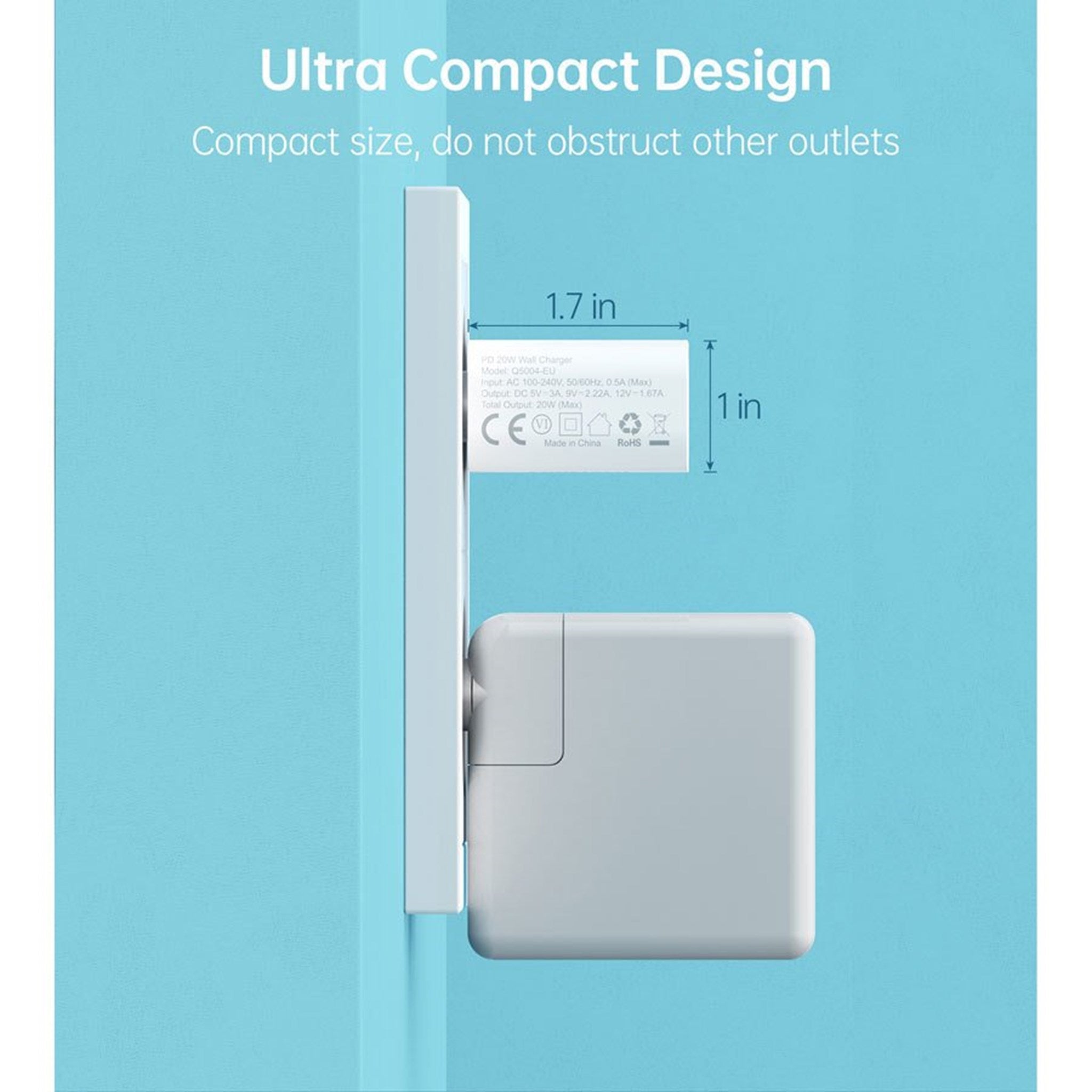 20W USB-C PD oplader, hvid