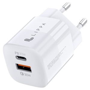 33W USB-C PD & USB-A QC GaN oplader, Hvid