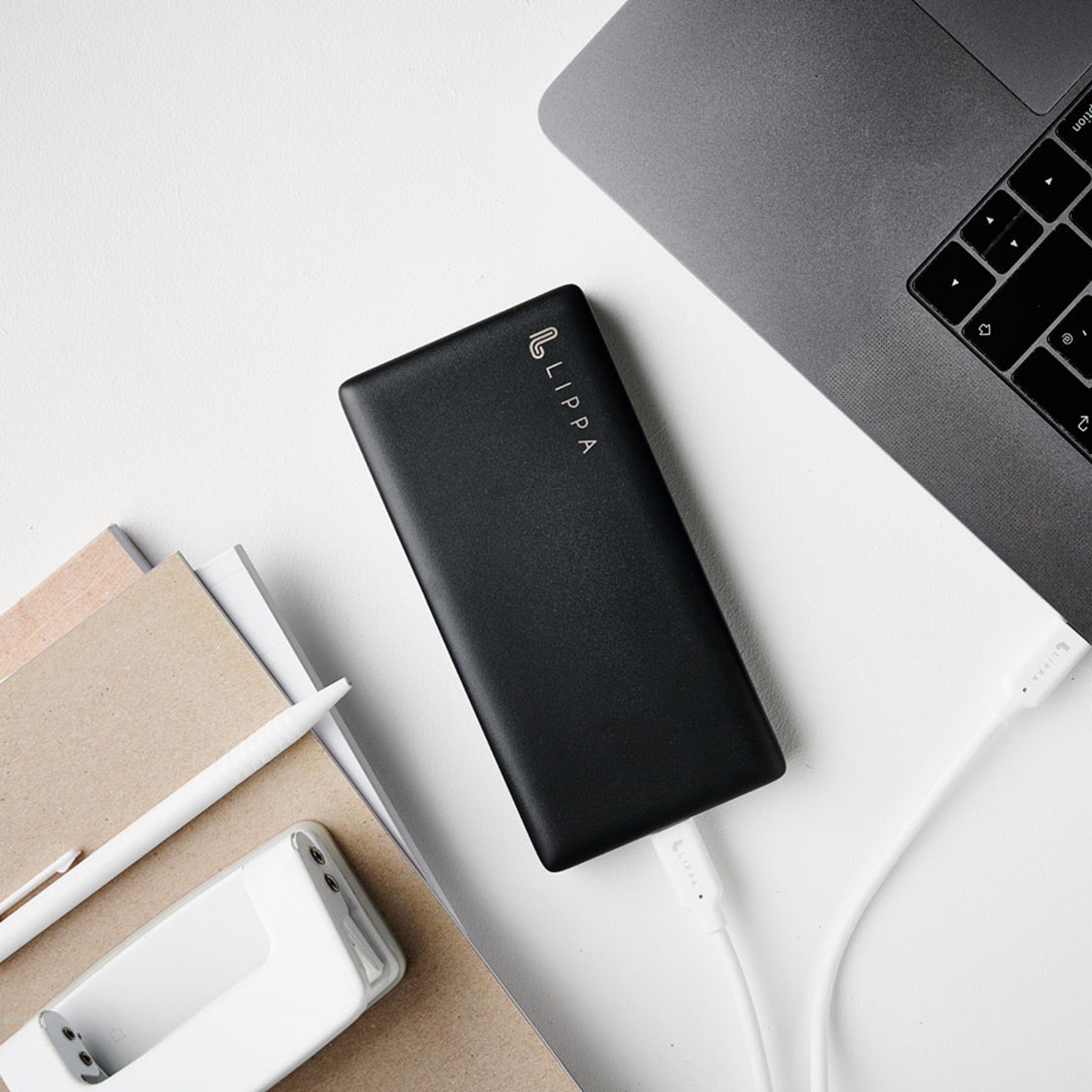 20.000 mAh powerbank 18W USB-C PD og 2 x QC USB-A output, Sort