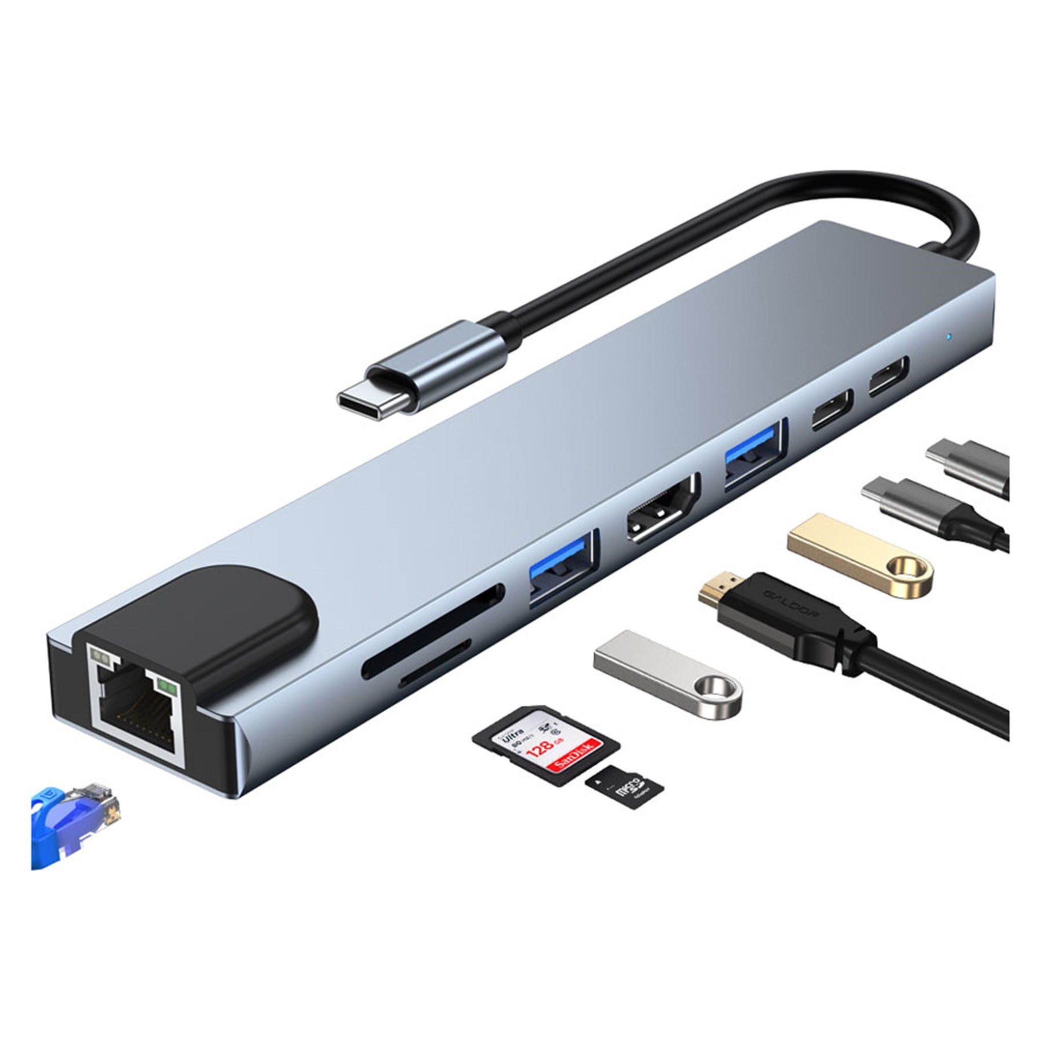 8-i-1 87W USB-C PD 4K HDMI & Ethernet Hub