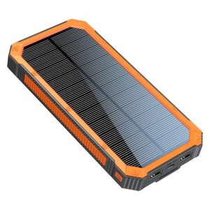10.000 mAh Solcelle Powerbank, m. 2 x USB-A Output