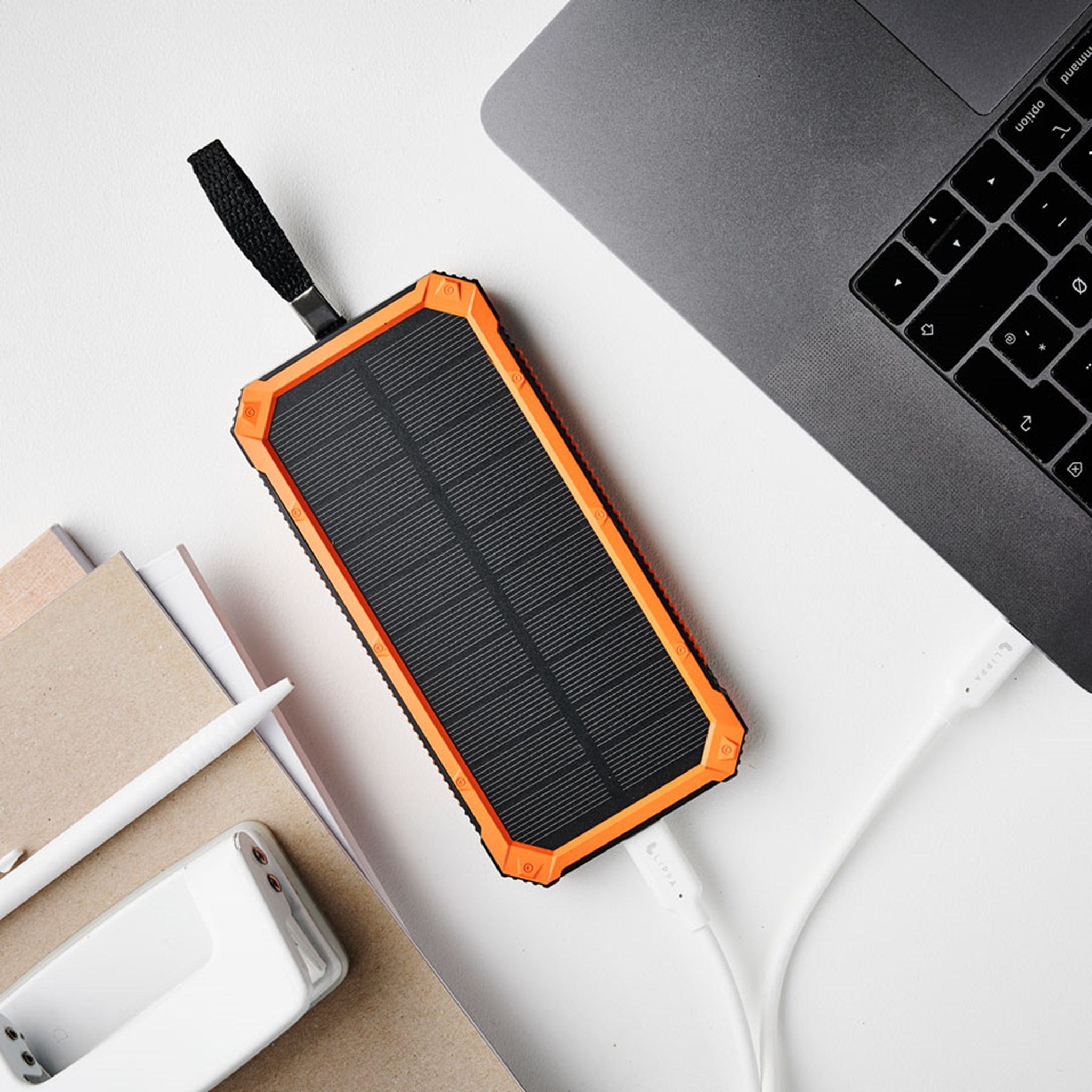 10.000 mAh Solcelle Powerbank, m. 2 x USB-A Output