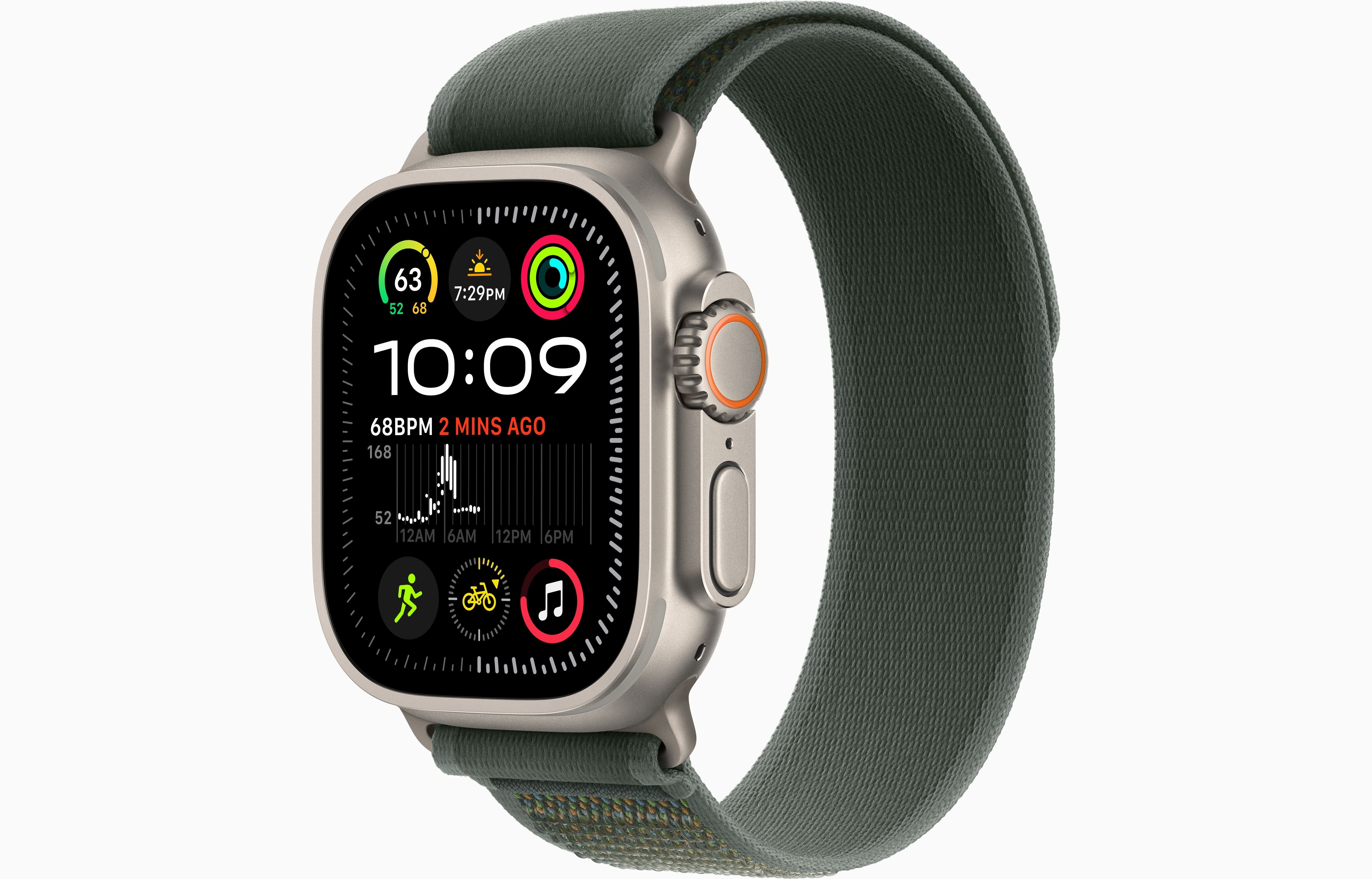 Apple Watch Ultra 2 GPS/Cell, 49mm Titanium Green/Grey Trail loop S/M Hot på udsalg
