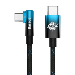 Baseus MVP Albuevinklet Kabel: USB Type C til USB Type C 2m 100W 5A Blå (CAVP000721)