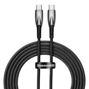 Baseus Glimmer Series Hurtigopladningskabel USB-C 480Mbps PD 100W 2m - Sort