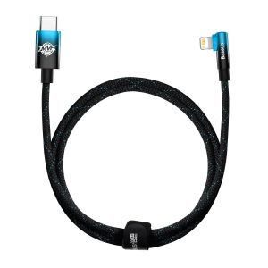 Baseus MVP 2 Albuevinklet Kabel med Side USB Type C / Lightning Stik 1m 20W - Blå (CAVP000221) Rabat