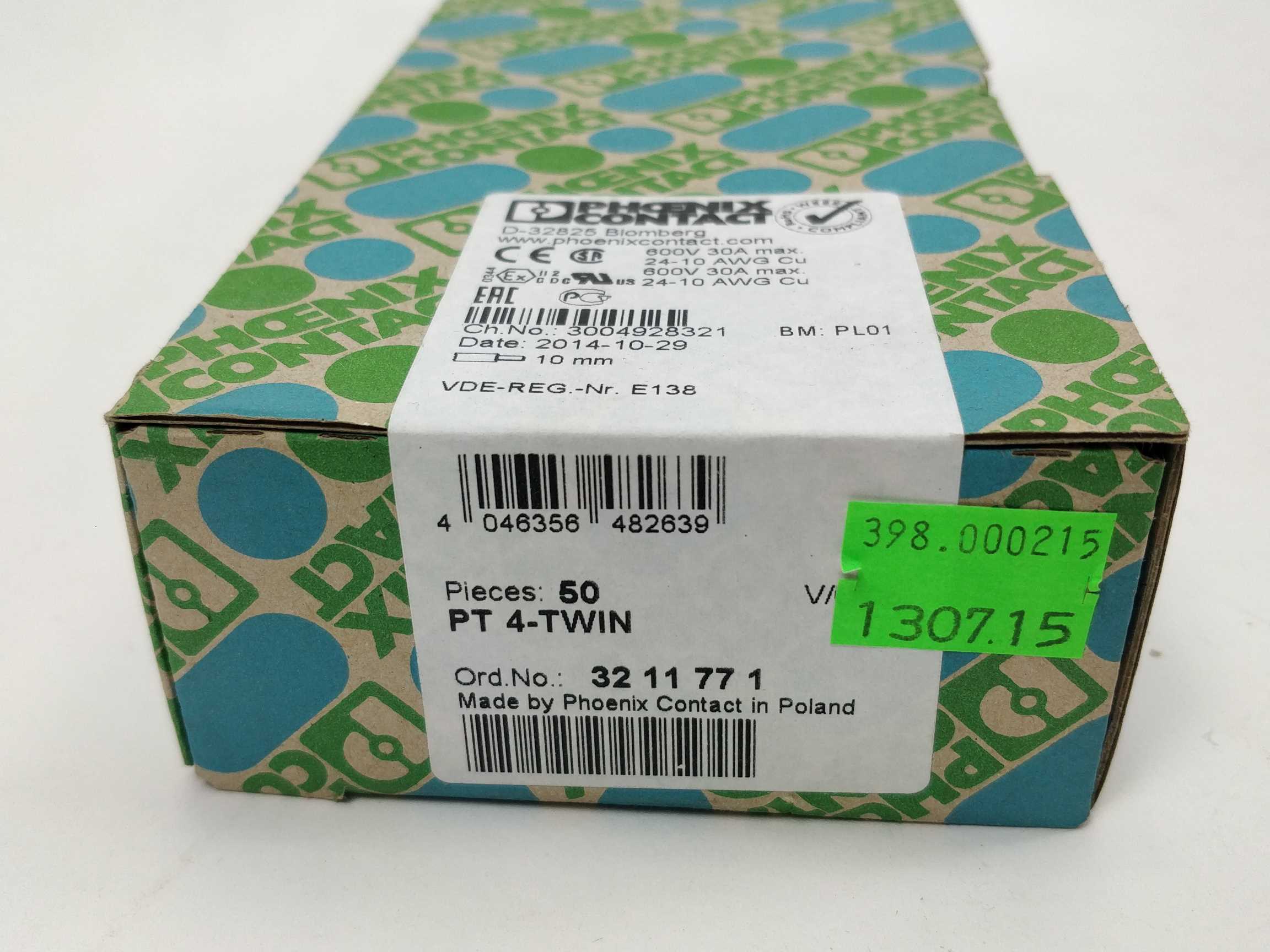 phoenix-contact-3211771-terminal-block-pt-4-twin-50-pcs_1.jpg Phoenix Contact 3211771 Terminal block PT 4-TWIN 50 Pcs.
