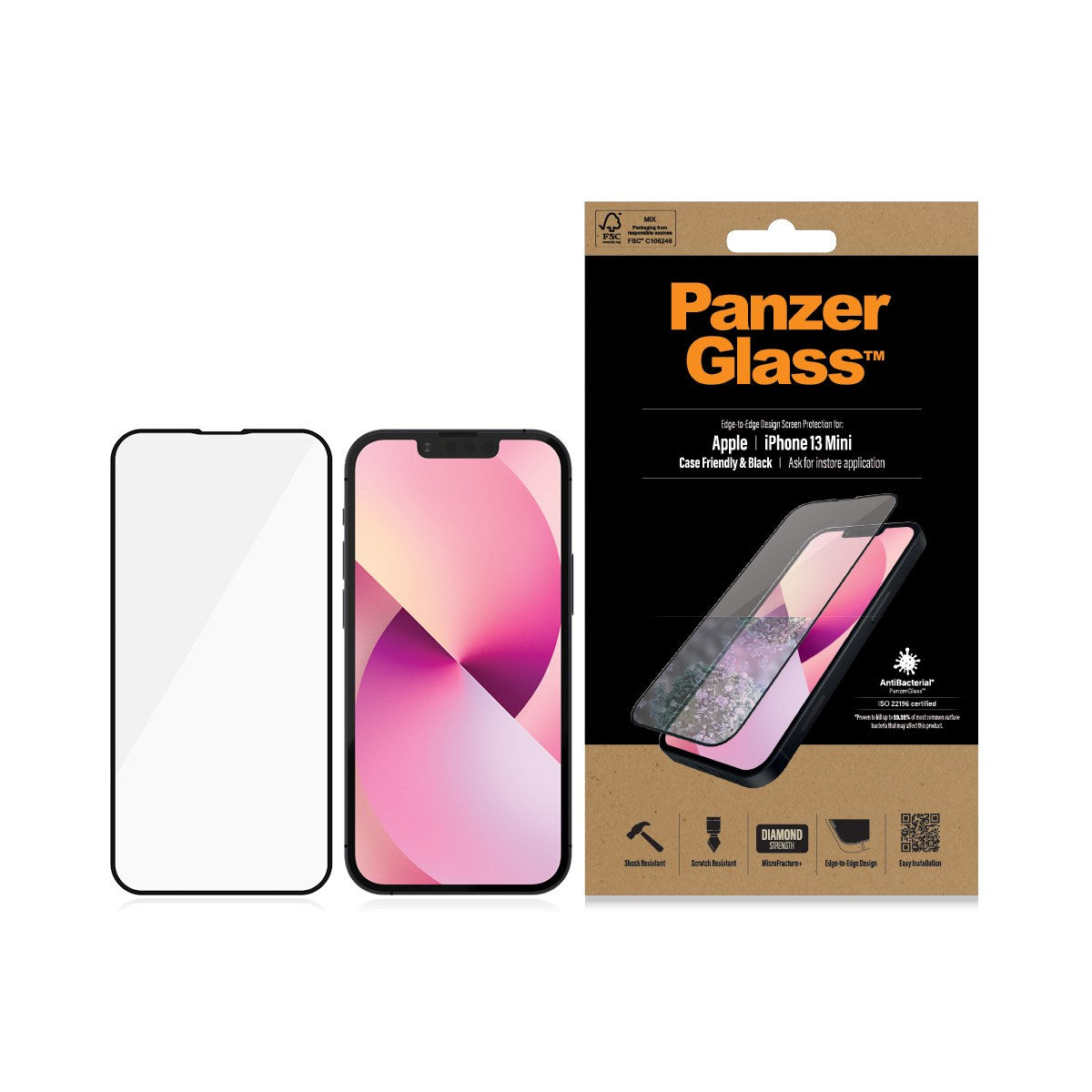 PanzerGlass™ iPhone 13 Mini, Sort