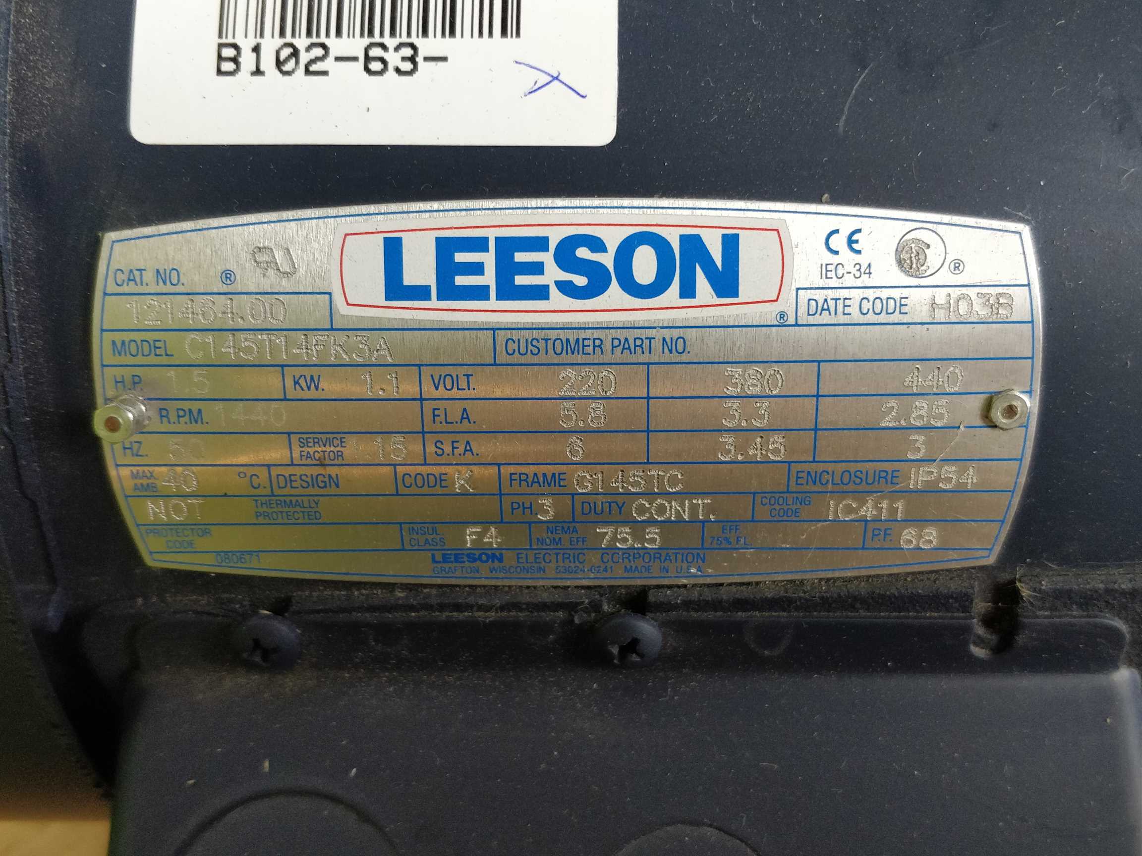 leeson-c145t14fk3a-1-5hp-1-1kw_1.jpg Leeson C145T14FK3A 1.5HP 1.1KW