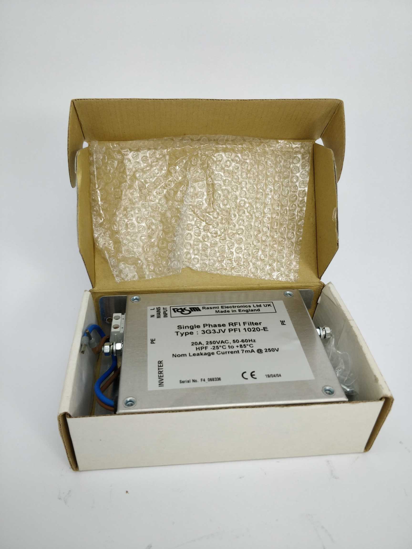 Rasmi 3G3JV PFI 1020-E Single phase RFI filter Levere