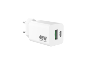 Sinox PRO 230V USB-A+USB-C PD oplader 45W Hvid Udsalg