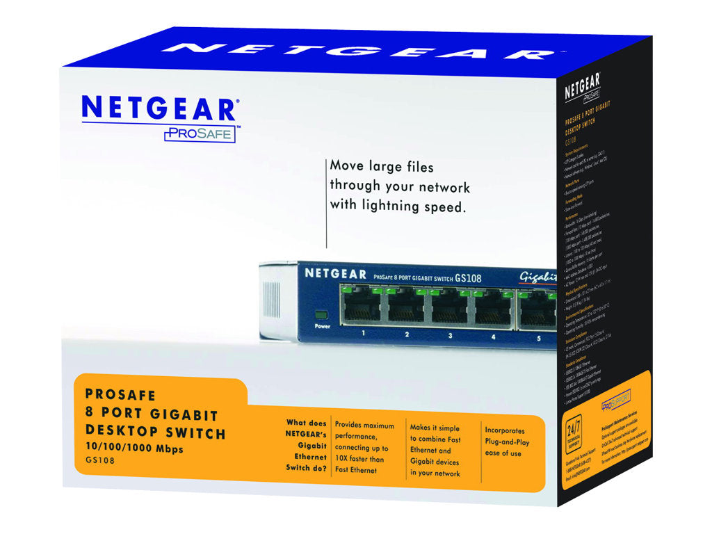 Switch NETGEAR GS108 8-porte Gigabit
