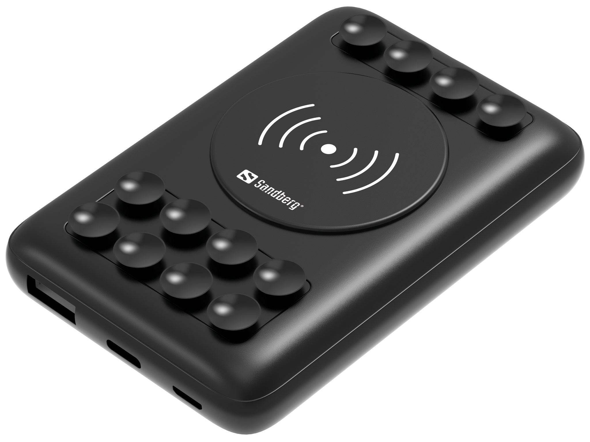 Sandberg Powerbank 10.000 mAh, Qi, USB 3.0, USB-C, Sort