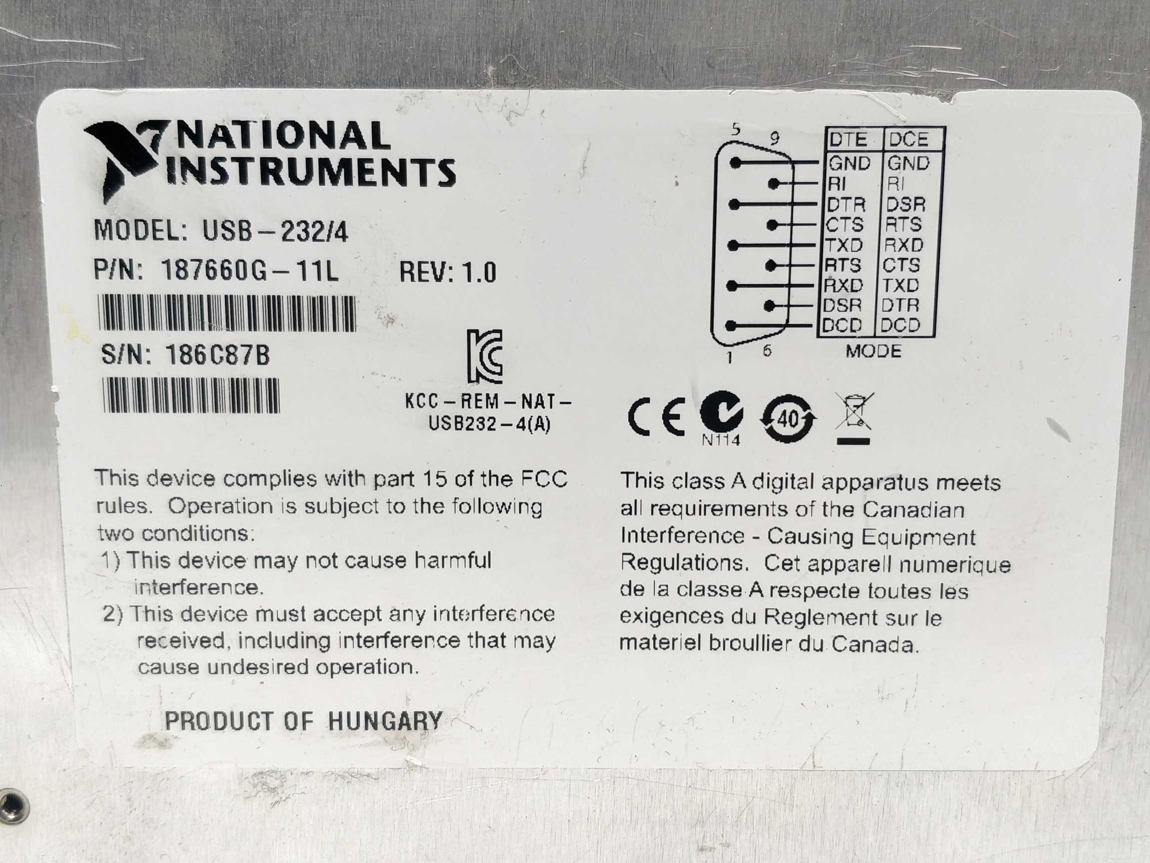 National Instruments USB-232/4 Serial Interface Device 187660G-11L Online Hot Salg