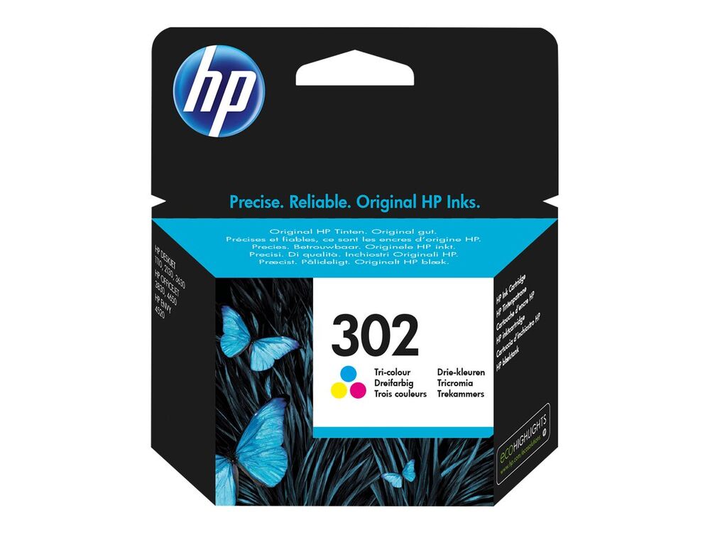 HP 302 Farve (cyan, magenta, gul)