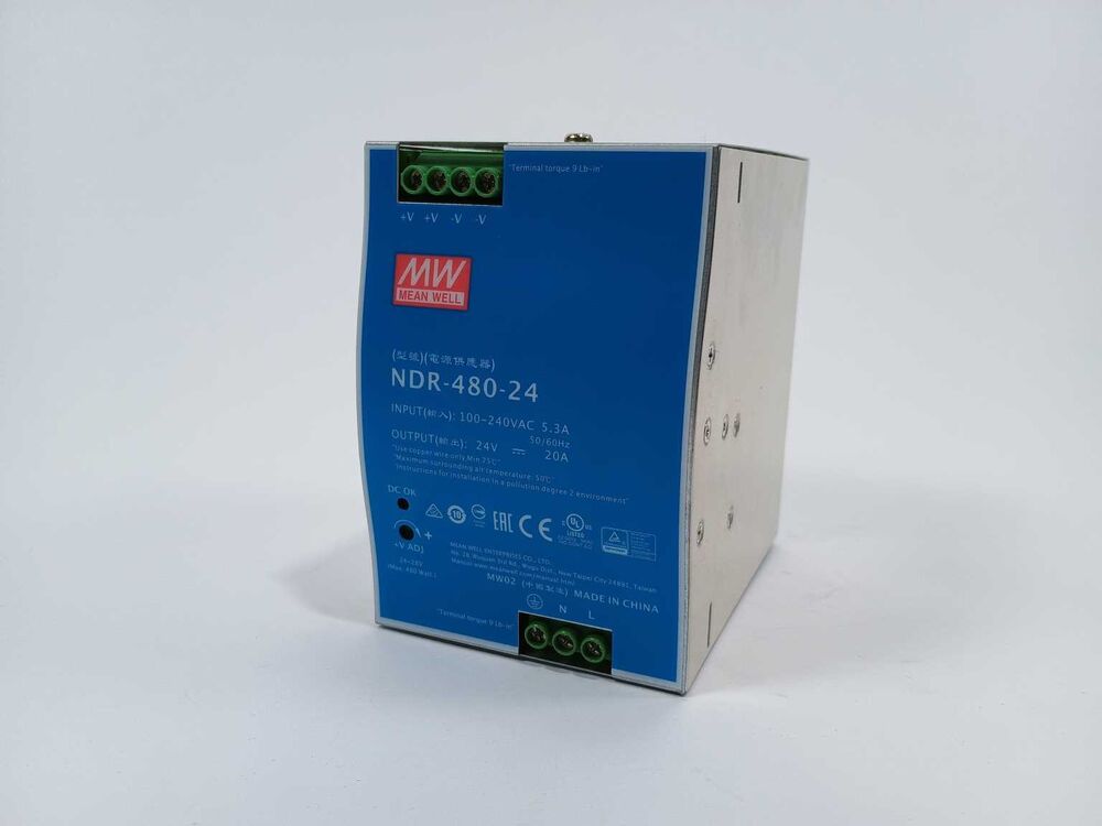 Mean Well NDR-480-24 AC-DC Single output Industrial DIN rail power supply 24V 20A