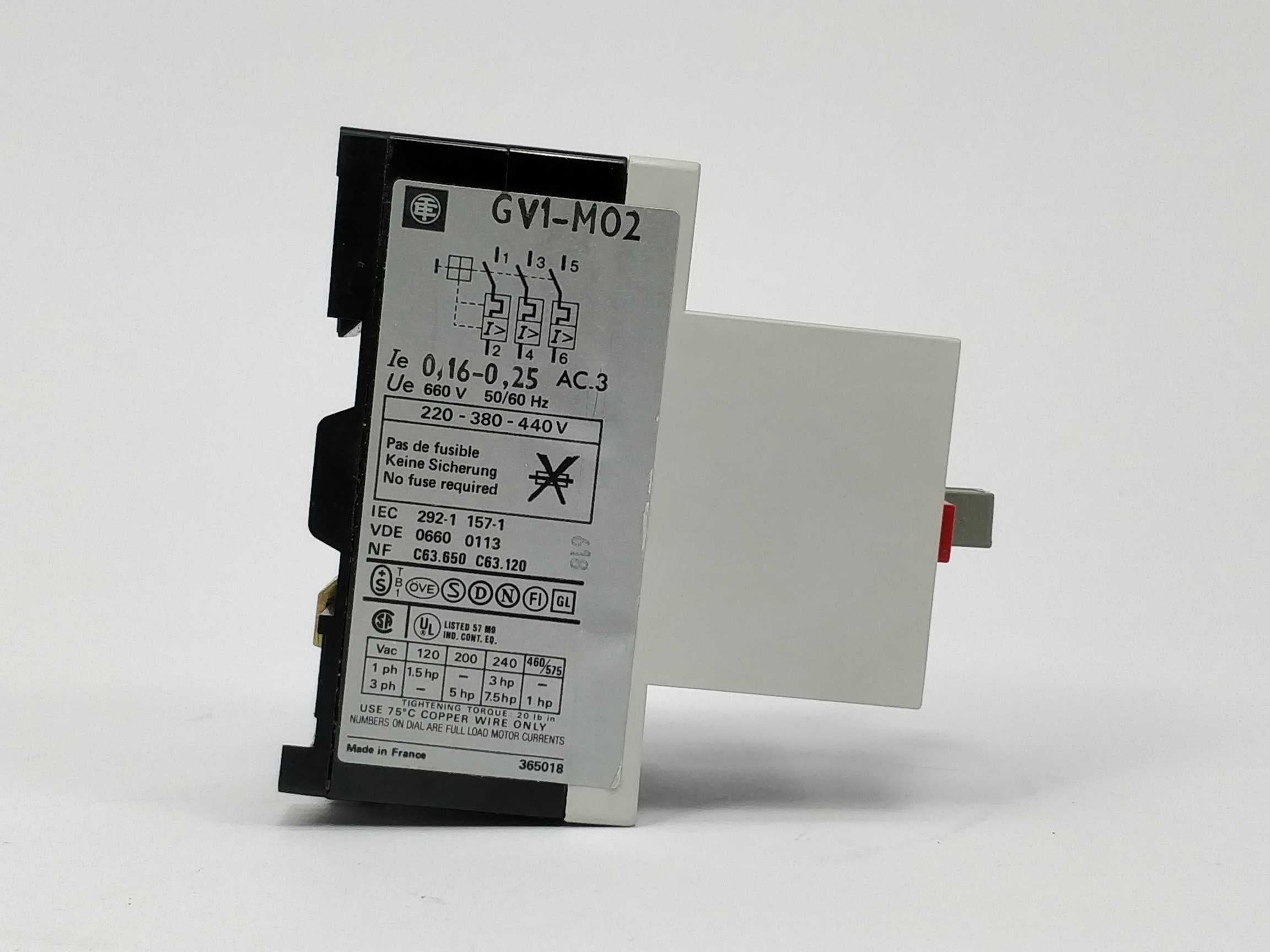 telemecanique-gv1-m02-motor-circuit-breaker-016-025a_3.jpg TELEMECANIQUE GV1-M02 Motor circuit breaker 0,16-0,25A Online