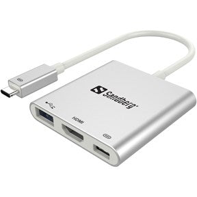 Sandberg USB-C Mini Dock HDMI+USB, Hvid