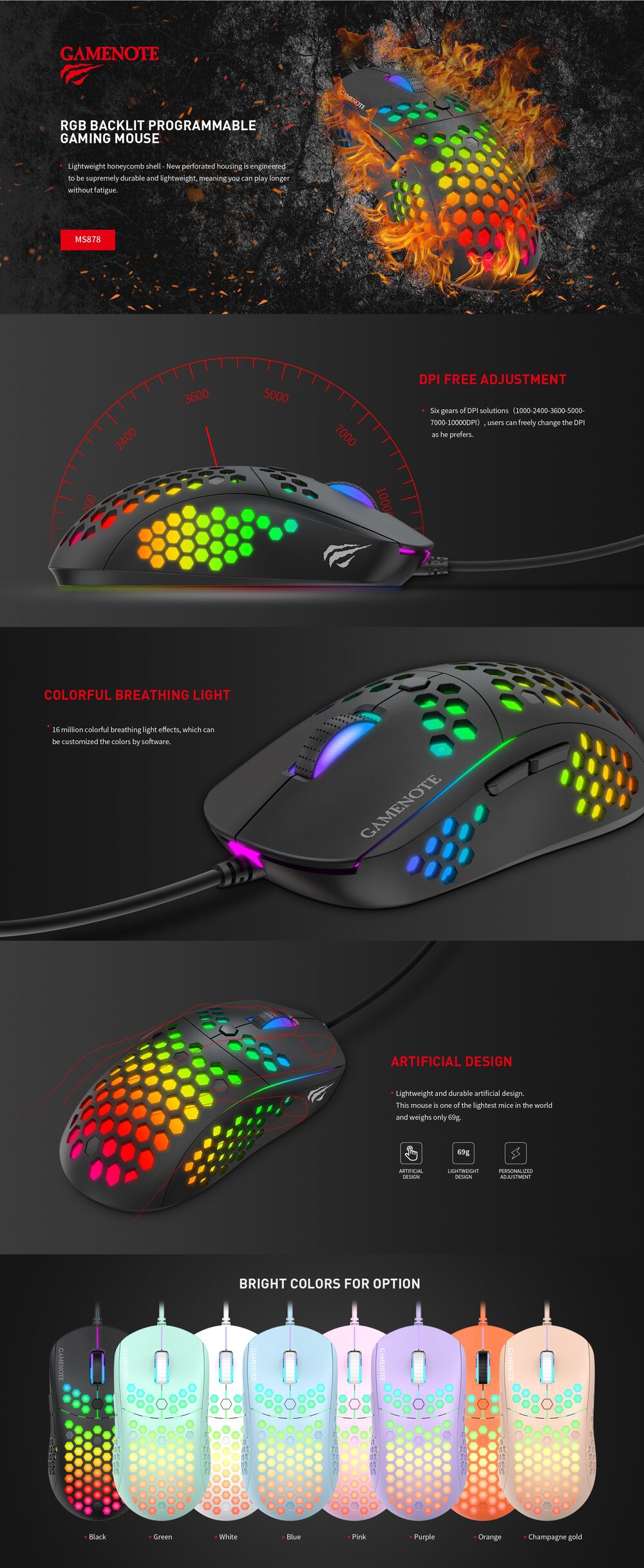 Gamer Mus Havit RGB Backlit