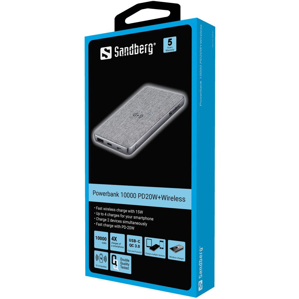 Sandberg Powerbank 10000mAh PD20W+Wireless