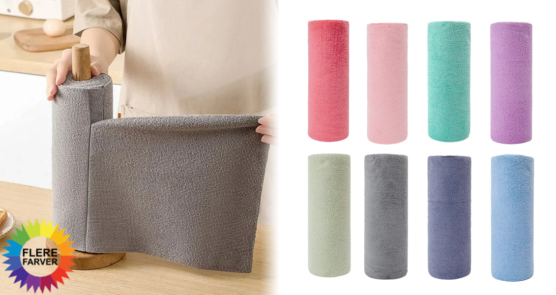 Genanvendelig Mikrofiber Køkkenhåndklæderulle (20 ark)