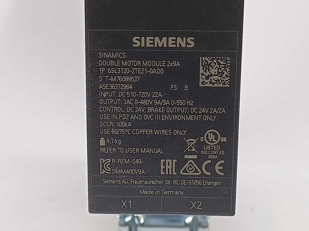 Siemens 6SL3120-2TE21-0AD0 SINAMICS S120 DOUBLE MOTOR MODULE på udsalg