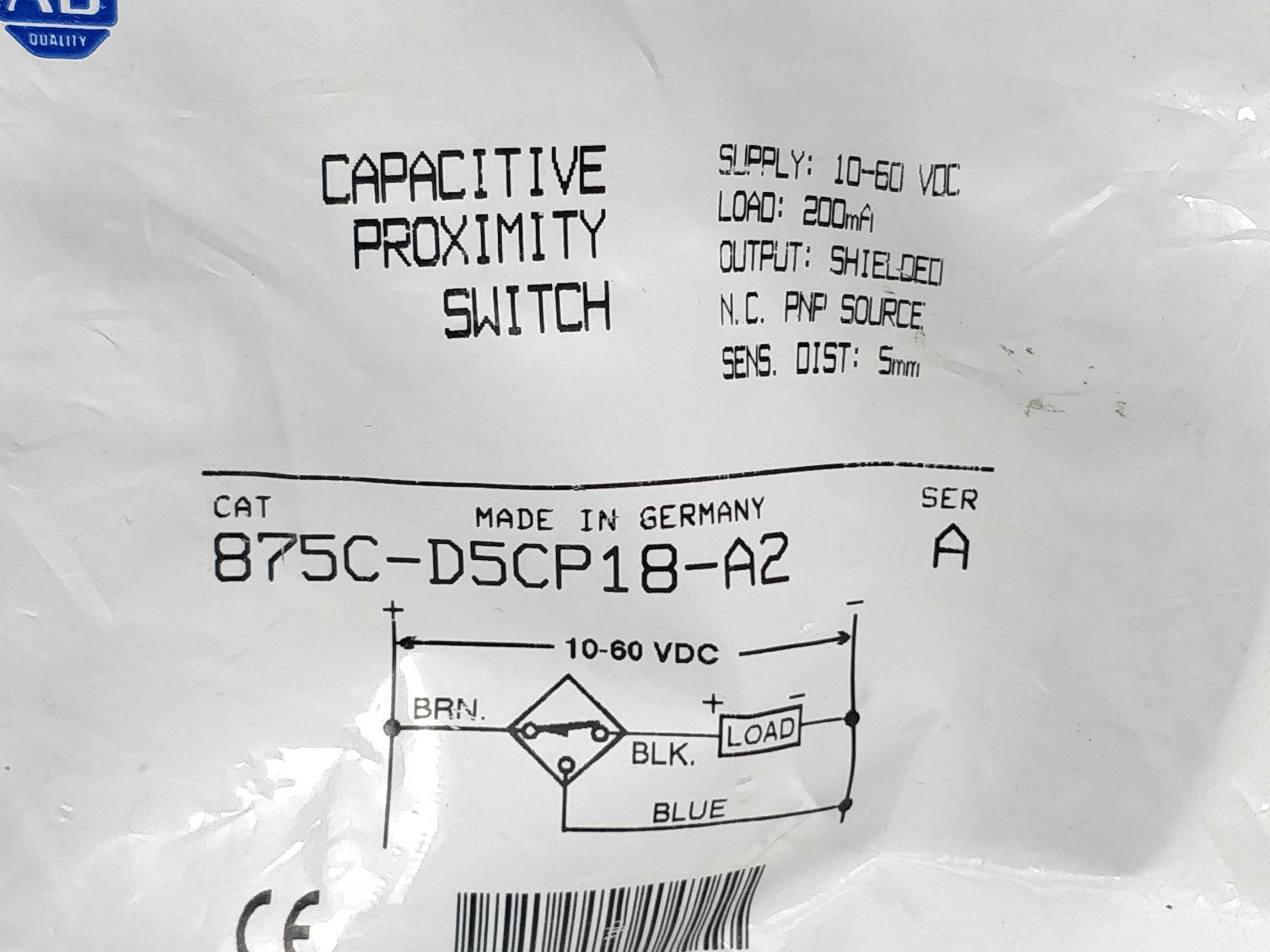 ab-875c-d5cp18-a2-ser-a-capacitive-proximity-switch_1.jpg AB 875C-D5CP18-A2 Ser. A Capacitive proximity switch Online Hot Salg