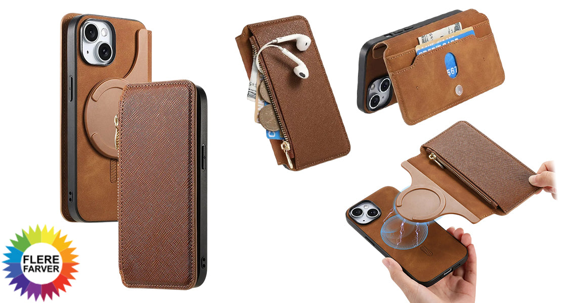 Magnetisk iPhone Læder Pung Etui Levere