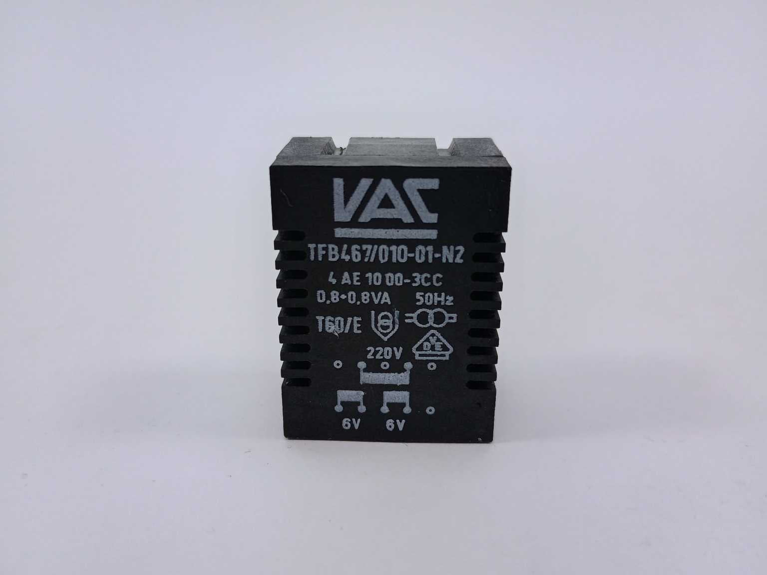 VAC TFB467/010-01-N2 PCB Transformer 0,8+0,8VA 50Hz T60/E 200V Rabat