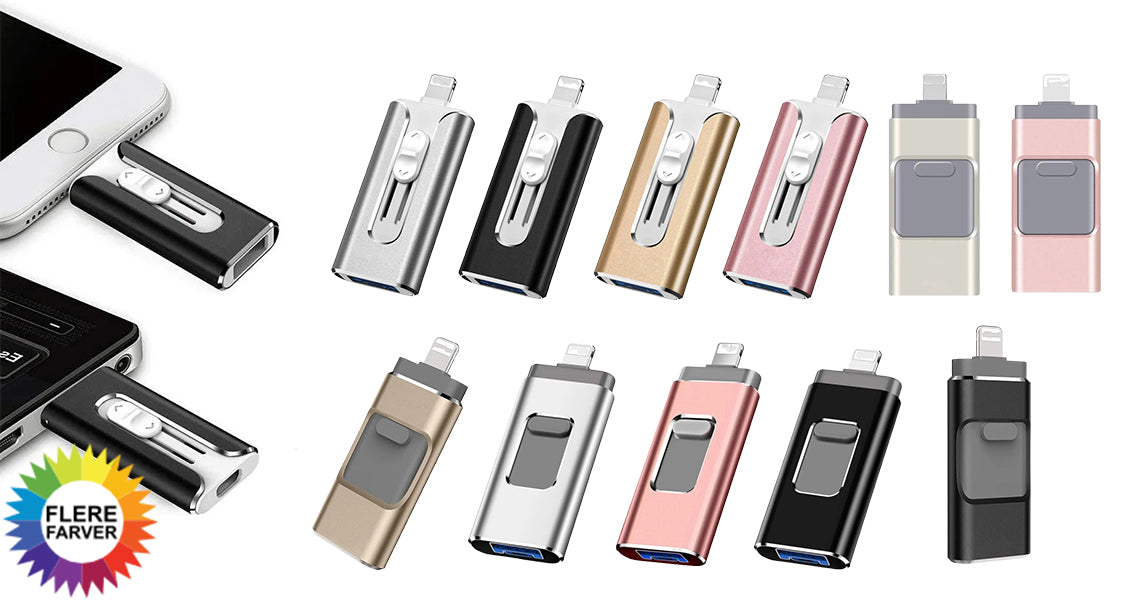 4-i-1 OTG USB-Ekstern Lagerenhed til iPhone/Android