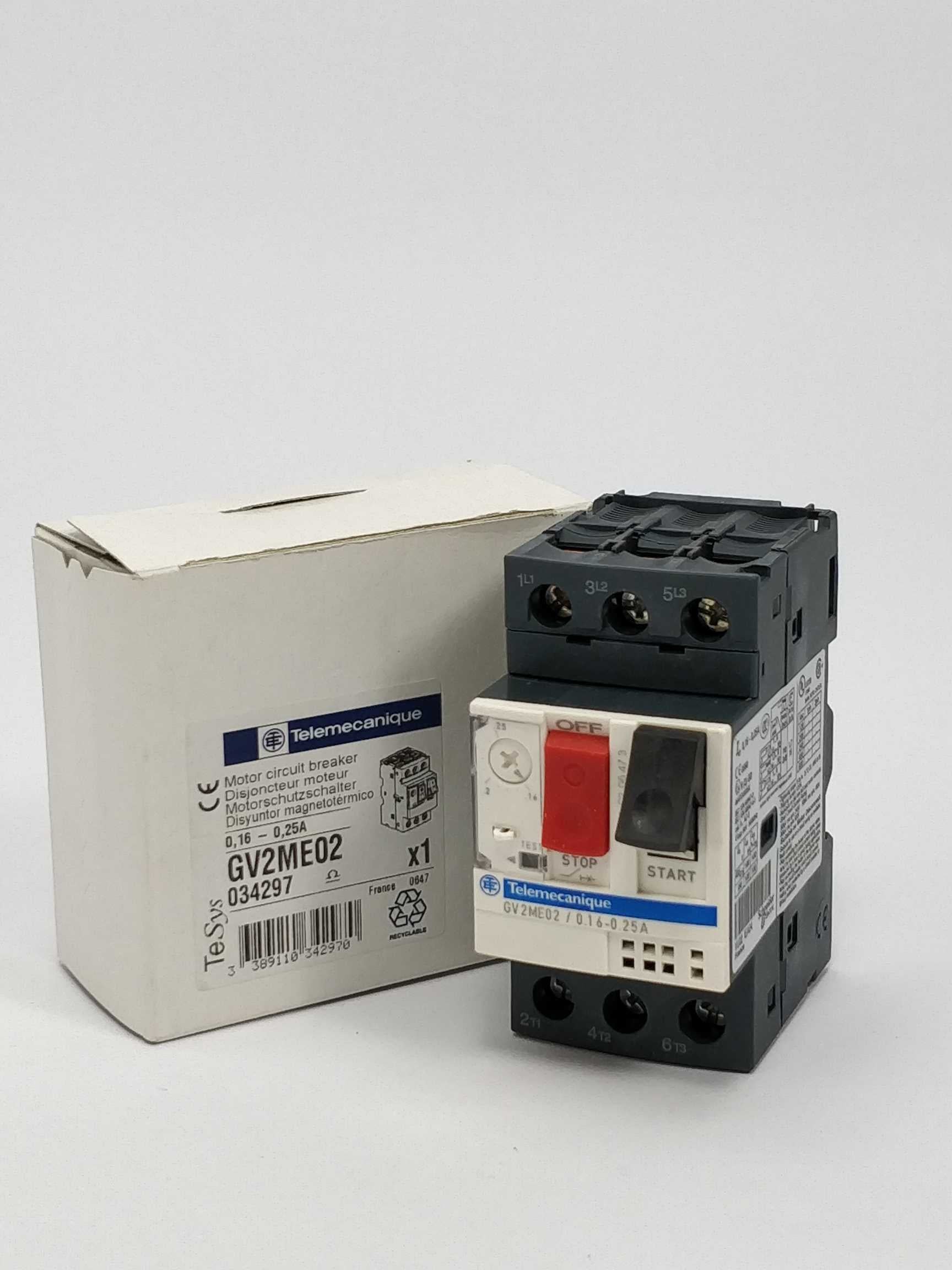 TELEMECANIQUE GV2ME02 Motor circuit breaker 0.16-0.25A Levere