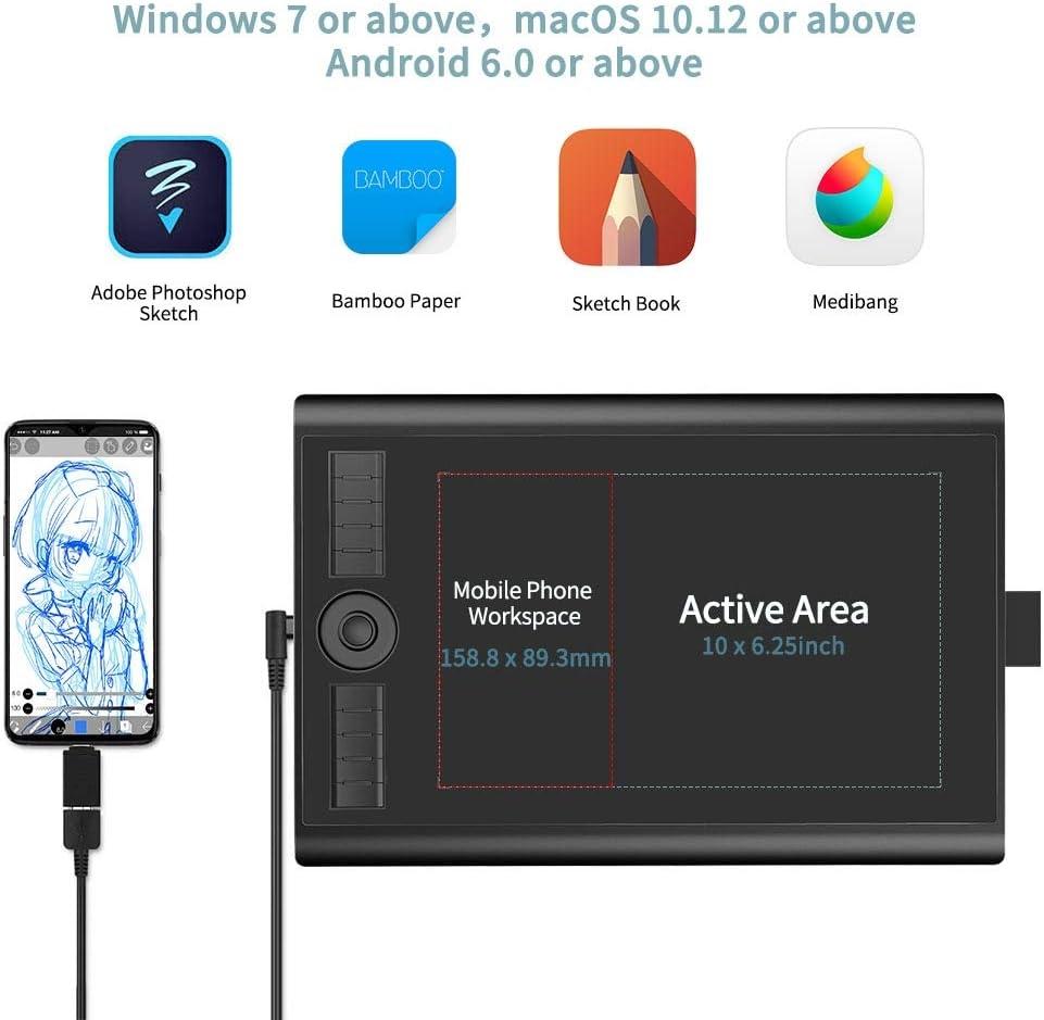 GAOMON M10K Version Pen Tablet - 25,4 x 16,9 cm grafisk tablet med 8192 trykfølsomhedsniveauer Mode