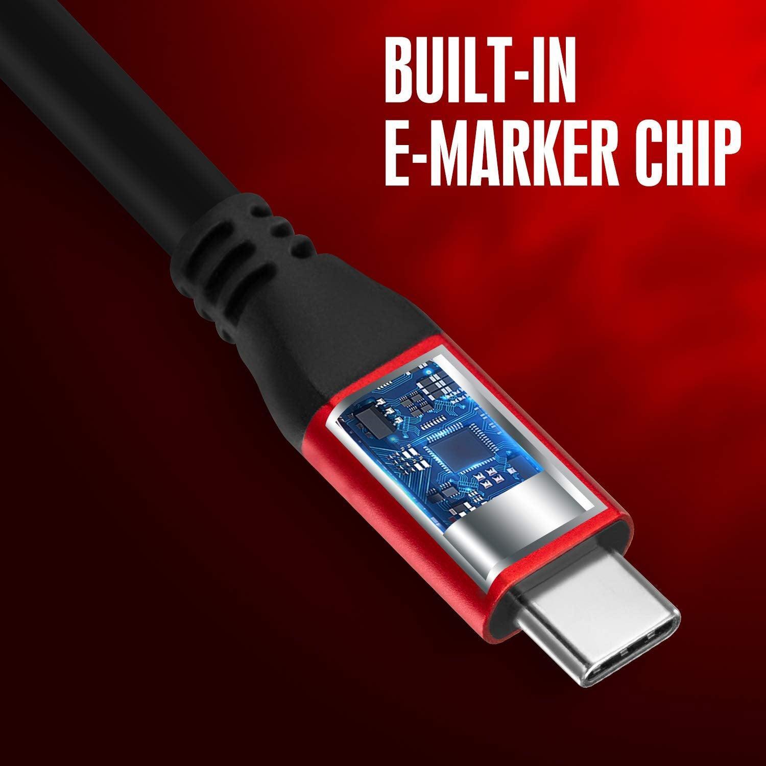 NÖRDIC 1,5m USB3.2 Gen2 SuperSpeed USB 10Gbps USB-C til C nylonflettet kabel med strømforsyning 100W, 4K60Hz video og Emarker