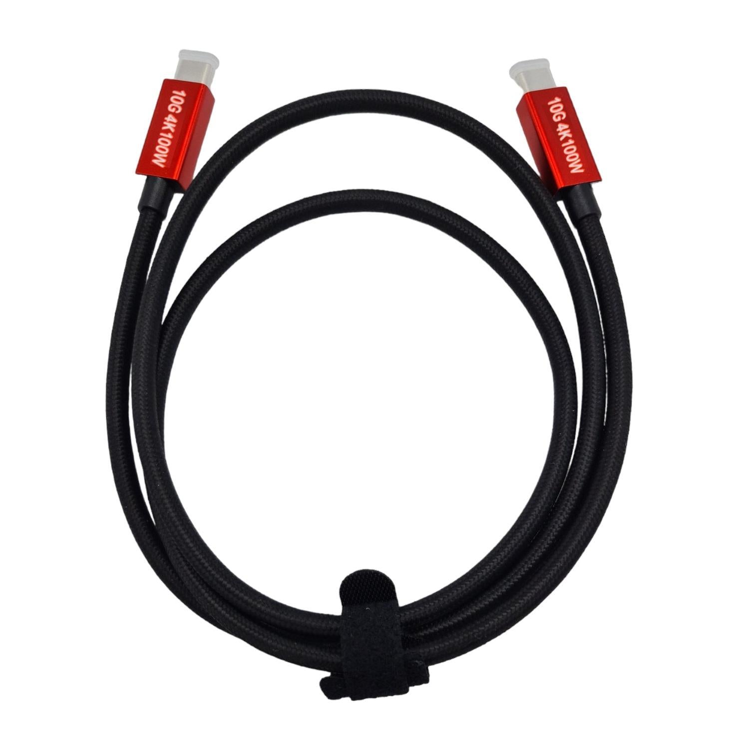NÖRDIC 1,5m USB3.2 Gen2 SuperSpeed USB 10Gbps USB-C til C nylonflettet kabel med strømforsyning 100W, 4K60Hz video og Emarker