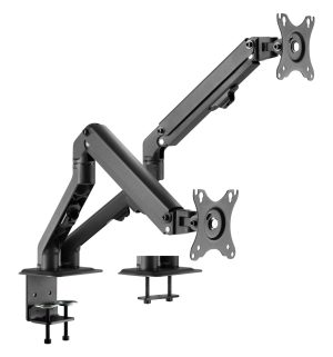 NÖRDIC Monitorarm bordmontering til dobbeltskærme, 17"-27", aluminium og stål, sort, skærmmontering Online