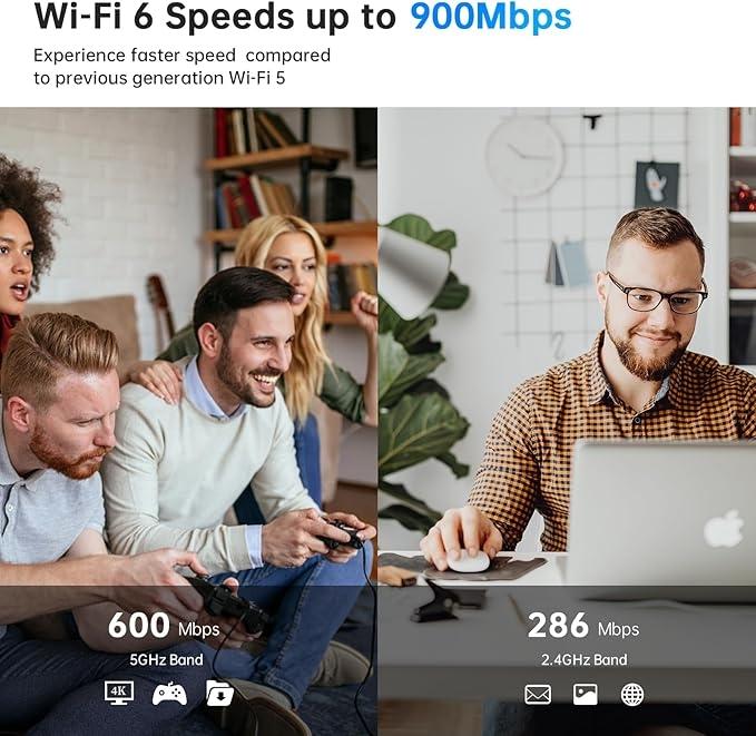 NÖRDIC WIFI6 Bluetooth 5.3 trådløs adapter Dual band 2.4/5.8GHz Hot på udsalg